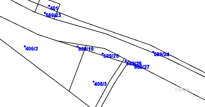 Parcela st. 589/25 v KÚ Petráveč, Katastrální mapa