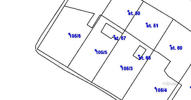 Parcela st. 105/5 v KÚ Bílenec, Katastrální mapa