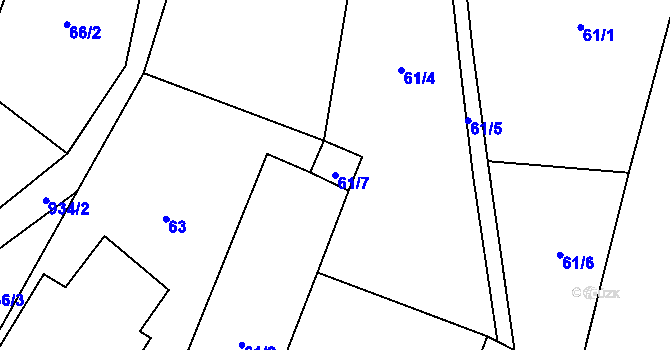Parcela st. 61/7 v KÚ Bílenec, Katastrální mapa