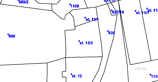 Parcela st. 13/2 v KÚ Černčice u Petrohradu, Katastrální mapa