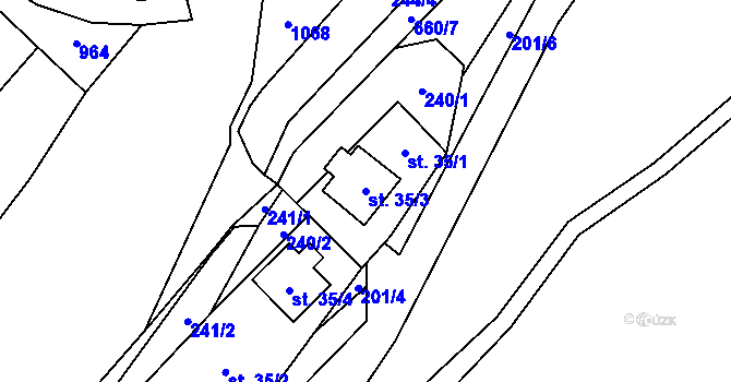 Parcela st. 35/3 v KÚ Černčice u Petrohradu, Katastrální mapa