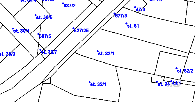 Parcela st. 82/1 v KÚ Černčice u Petrohradu, Katastrální mapa