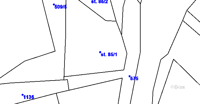 Parcela st. 85/1 v KÚ Černčice u Petrohradu, Katastrální mapa
