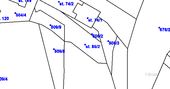 Parcela st. 85/2 v KÚ Černčice u Petrohradu, Katastrální mapa