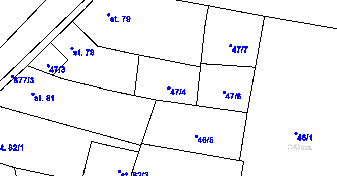Parcela st. 47/4 v KÚ Černčice u Petrohradu, Katastrální mapa