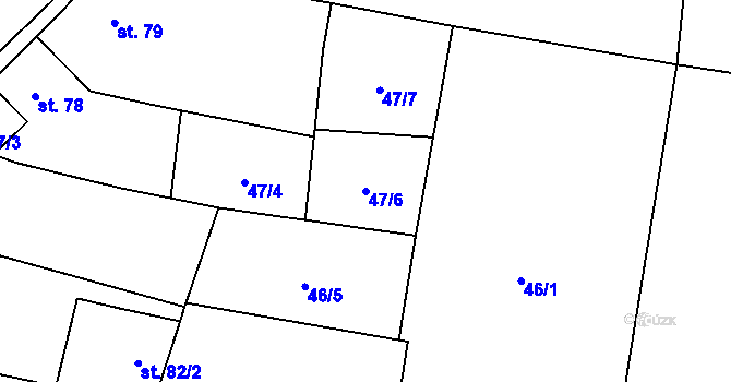 Parcela st. 47/6 v KÚ Černčice u Petrohradu, Katastrální mapa