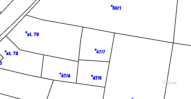Parcela st. 47/7 v KÚ Černčice u Petrohradu, Katastrální mapa