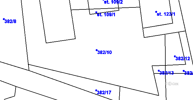 Parcela st. 382/10 v KÚ Černčice u Petrohradu, Katastrální mapa
