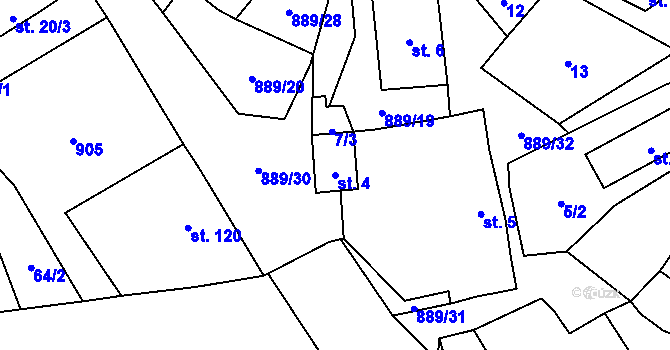 Parcela st. 4 v KÚ Petrohrad, Katastrální mapa