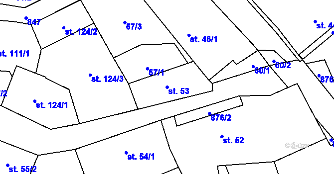 Parcela st. 53 v KÚ Petrohrad, Katastrální mapa