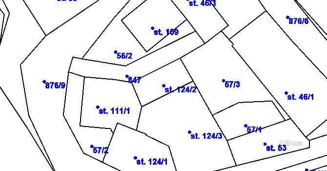 Parcela st. 124/2 v KÚ Petrohrad, Katastrální mapa