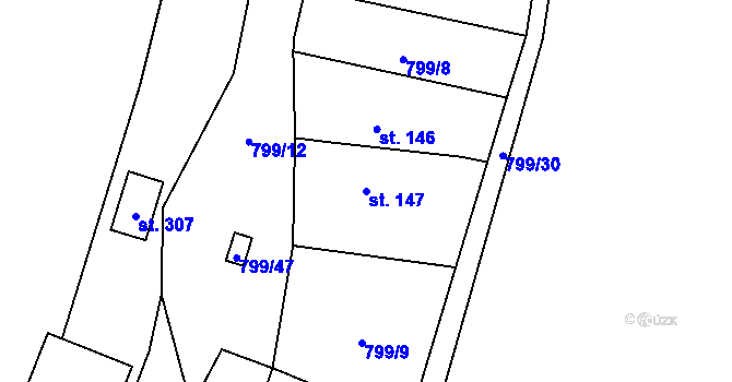 Parcela st. 147 v KÚ Petrohrad, Katastrální mapa