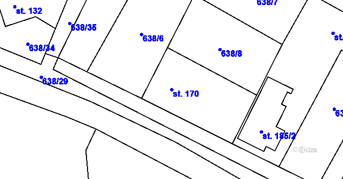 Parcela st. 170 v KÚ Petrohrad, Katastrální mapa