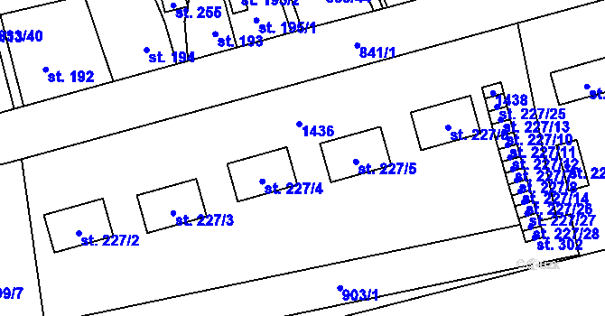 Parcela st. 227/1 v KÚ Petrohrad, Katastrální mapa