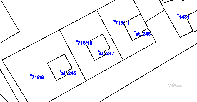 Parcela st. 247 v KÚ Petrohrad, Katastrální mapa