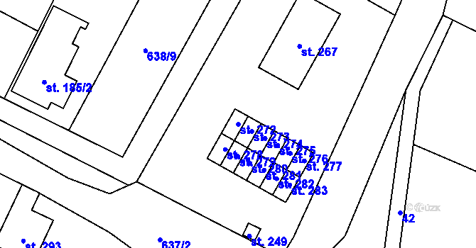 Parcela st. 272 v KÚ Petrohrad, Katastrální mapa
