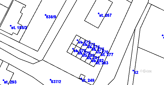 Parcela st. 273 v KÚ Petrohrad, Katastrální mapa