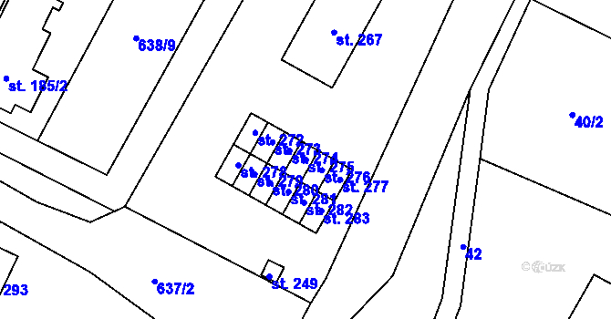 Parcela st. 275 v KÚ Petrohrad, Katastrální mapa