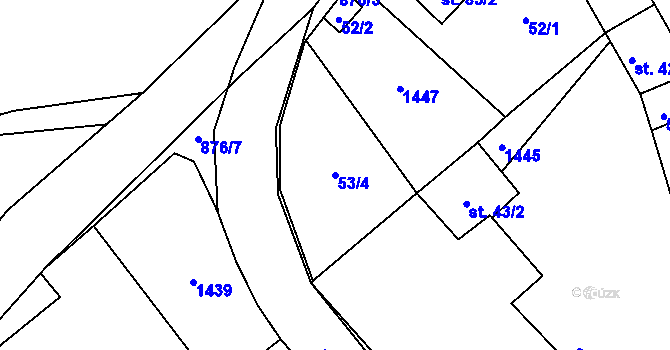 Parcela st. 53/4 v KÚ Petrohrad, Katastrální mapa