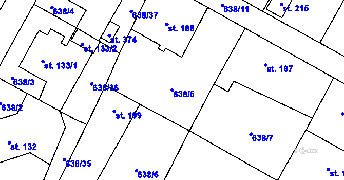 Parcela st. 638/5 v KÚ Petrohrad, Katastrální mapa