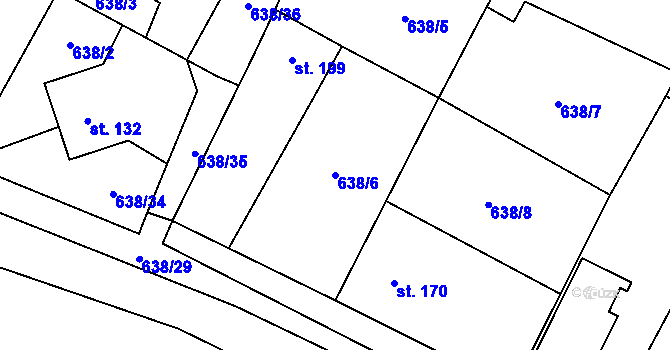 Parcela st. 638/6 v KÚ Petrohrad, Katastrální mapa