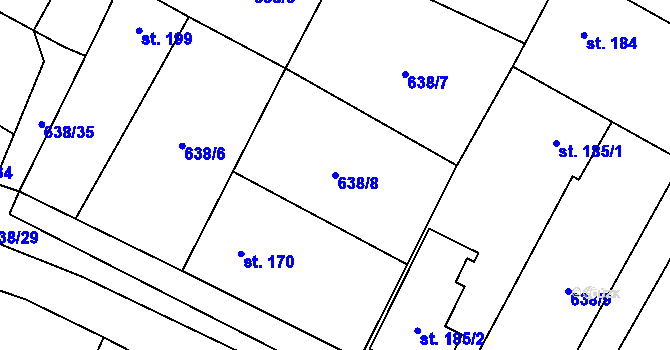 Parcela st. 638/8 v KÚ Petrohrad, Katastrální mapa
