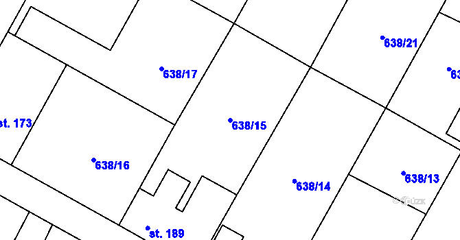 Parcela st. 638/15 v KÚ Petrohrad, Katastrální mapa