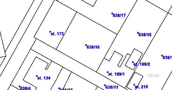 Parcela st. 638/16 v KÚ Petrohrad, Katastrální mapa
