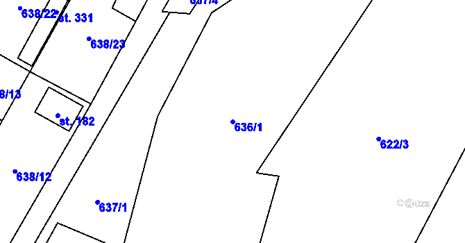 Parcela st. 636/1 v KÚ Petrohrad, Katastrální mapa