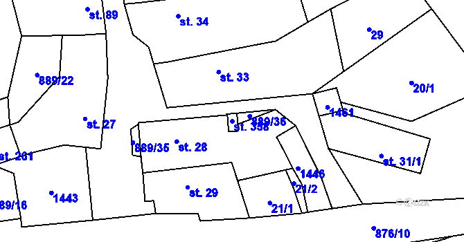 Parcela st. 358 v KÚ Petrohrad, Katastrální mapa
