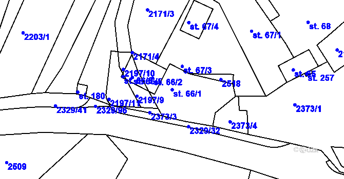 Parcela st. 66/1 v KÚ Petroupim, Katastrální mapa