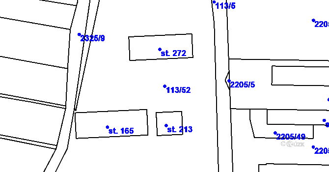 Parcela st. 113/52 v KÚ Petroupim, Katastrální mapa