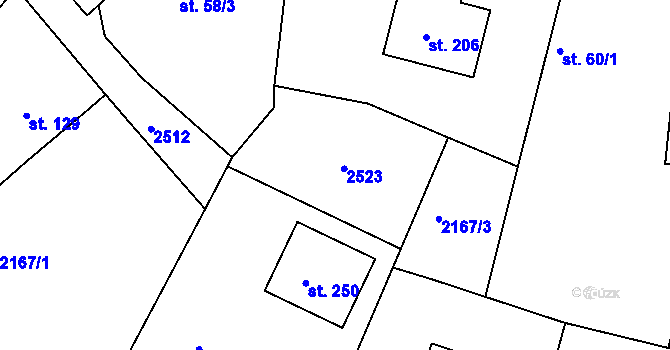 Parcela st. 58/1 v KÚ Petroupim, Katastrální mapa