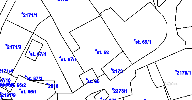Parcela st. 68 v KÚ Petroupim, Katastrální mapa