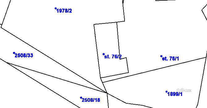 Parcela st. 76/2 v KÚ Petroupim, Katastrální mapa