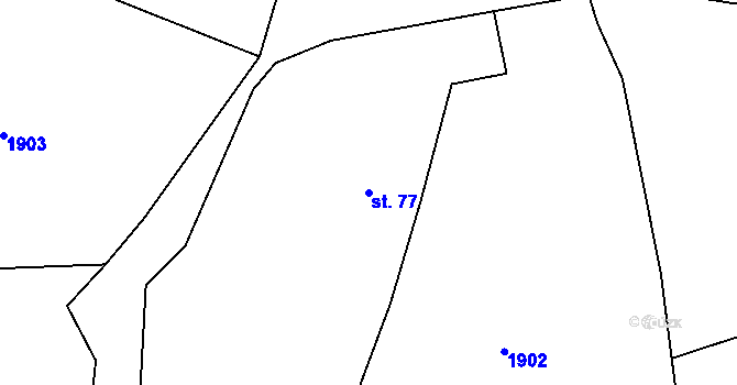 Parcela st. 77 v KÚ Petroupim, Katastrální mapa