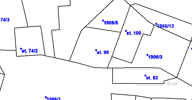 Parcela st. 99 v KÚ Petroupim, Katastrální mapa