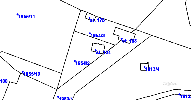 Parcela st. 124 v KÚ Petroupim, Katastrální mapa