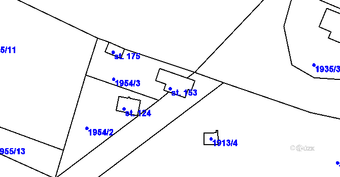 Parcela st. 153 v KÚ Petroupim, Katastrální mapa