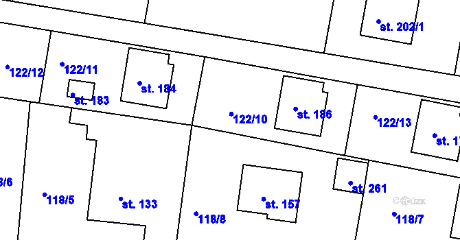 Parcela st. 185 v KÚ Petroupim, Katastrální mapa