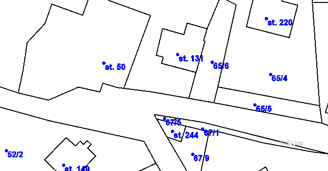 Parcela st. 65/3 v KÚ Petroupim, Katastrální mapa