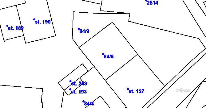 Parcela st. 84/6 v KÚ Petroupim, Katastrální mapa
