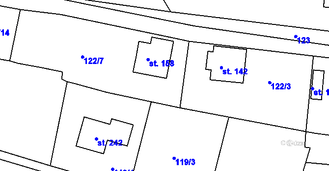 Parcela st. 122/6 v KÚ Petroupim, Katastrální mapa
