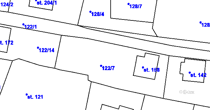 Parcela st. 122/8 v KÚ Petroupim, Katastrální mapa