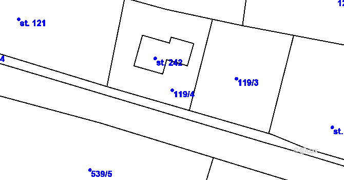 Parcela st. 119/4 v KÚ Petroupim, Katastrální mapa