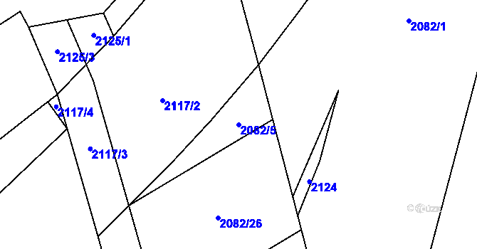 Parcela st. 2082/5 v KÚ Petroupim, Katastrální mapa