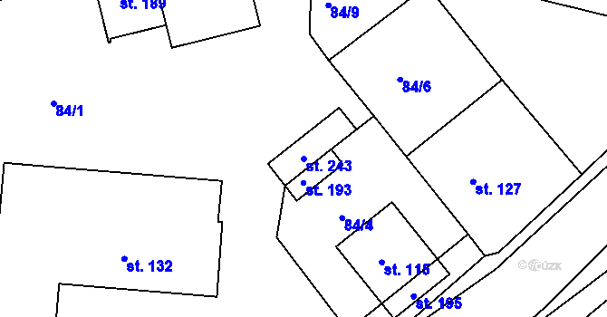 Parcela st. 243 v KÚ Petroupim, Katastrální mapa