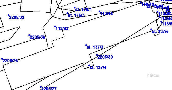 Parcela st. 137/3 v KÚ Petroupim, Katastrální mapa