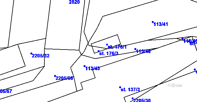 Parcela st. 176/3 v KÚ Petroupim, Katastrální mapa
