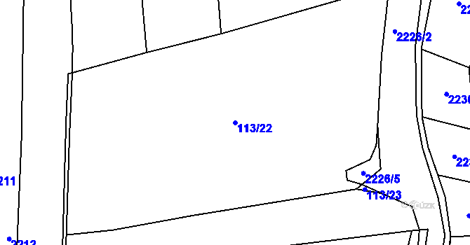 Parcela st. 113/22 v KÚ Petroupim, Katastrální mapa